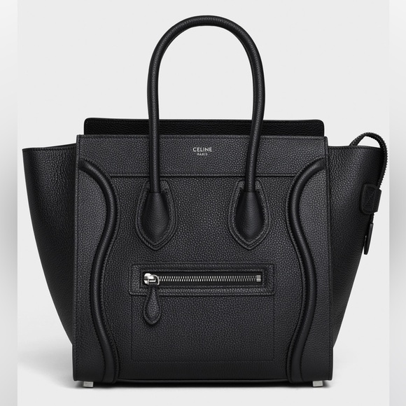 CELINE MICRO LUGGAGE HANDBAG IN DRUMMED CALFSKIN in black - Picture 1 of 8